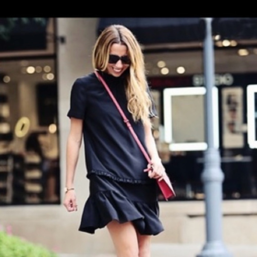 NWT Kate Spade Ruffle Shift Dress Medium in color “Ma Cherie” “My love” Black
